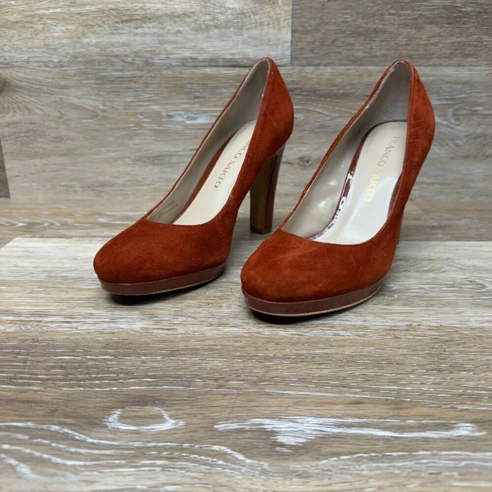 Franco Sarto Balada Burnt Orange Suede Pumps Women's Size 6